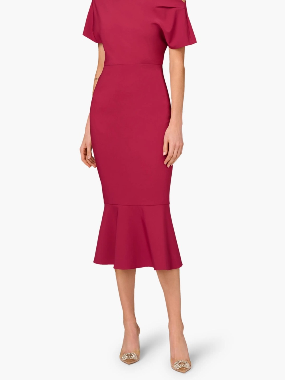 Aidan Mattox Raspberry Midi Dress with Mermaid Hem